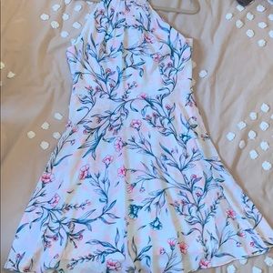 Express NWOT pink&white floral halter skater dress